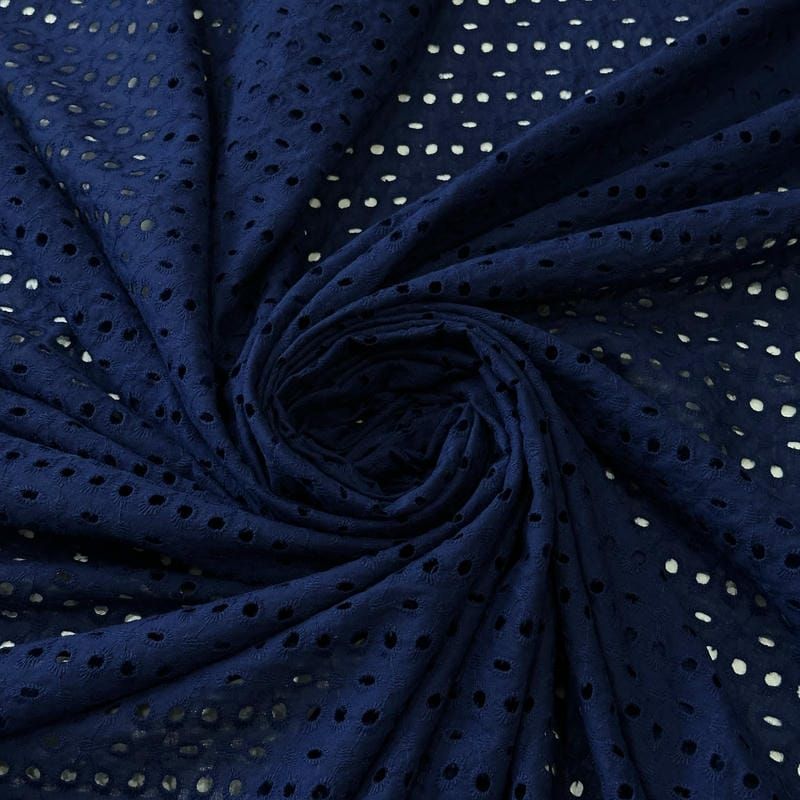 Tecido Lese Bordada Azul Navy • Conexão Tecidos