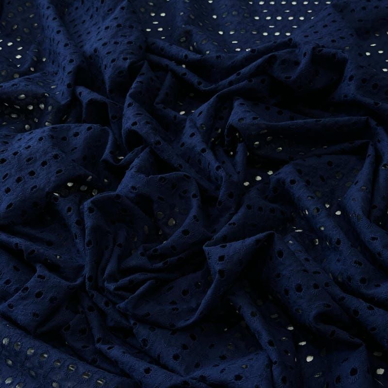 Tecido Lese Bordada Azul Navy • Conexão Tecidos
