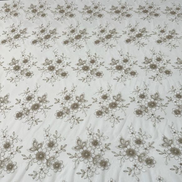Tule Bordado Barrado Bordado Floral Fendi • Conexão Tecidos