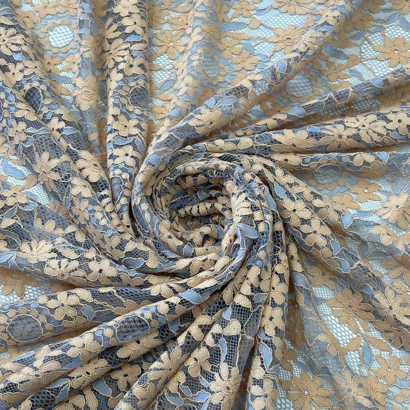 Tecido Tule Soutache Azul Serenity Fundo Nude • Conexão Tecidos