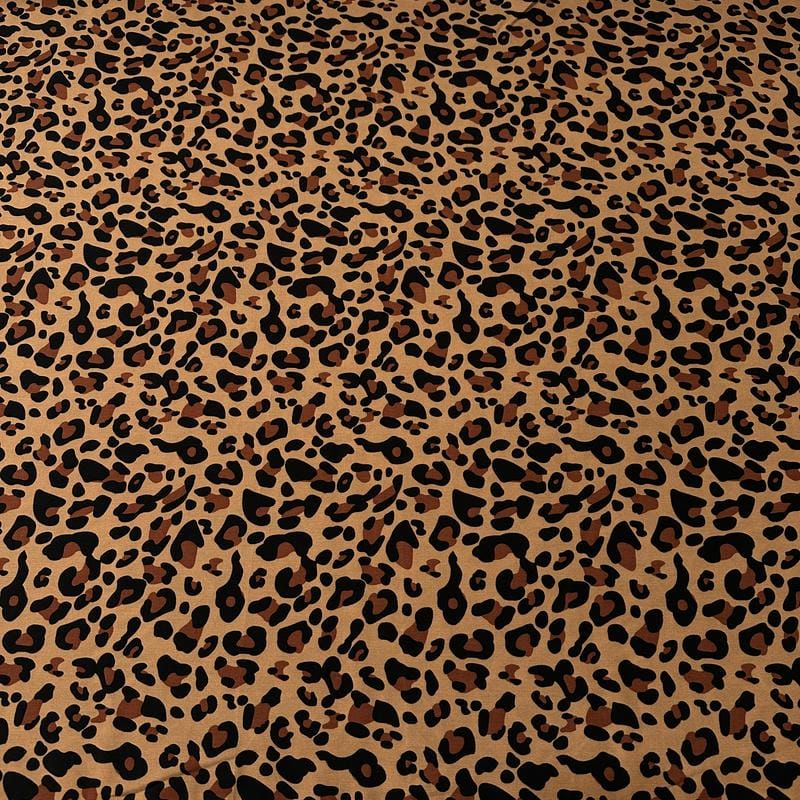 Tecido Viscose Estampada Leopardo Savana Clássico • Conexão Tecidos