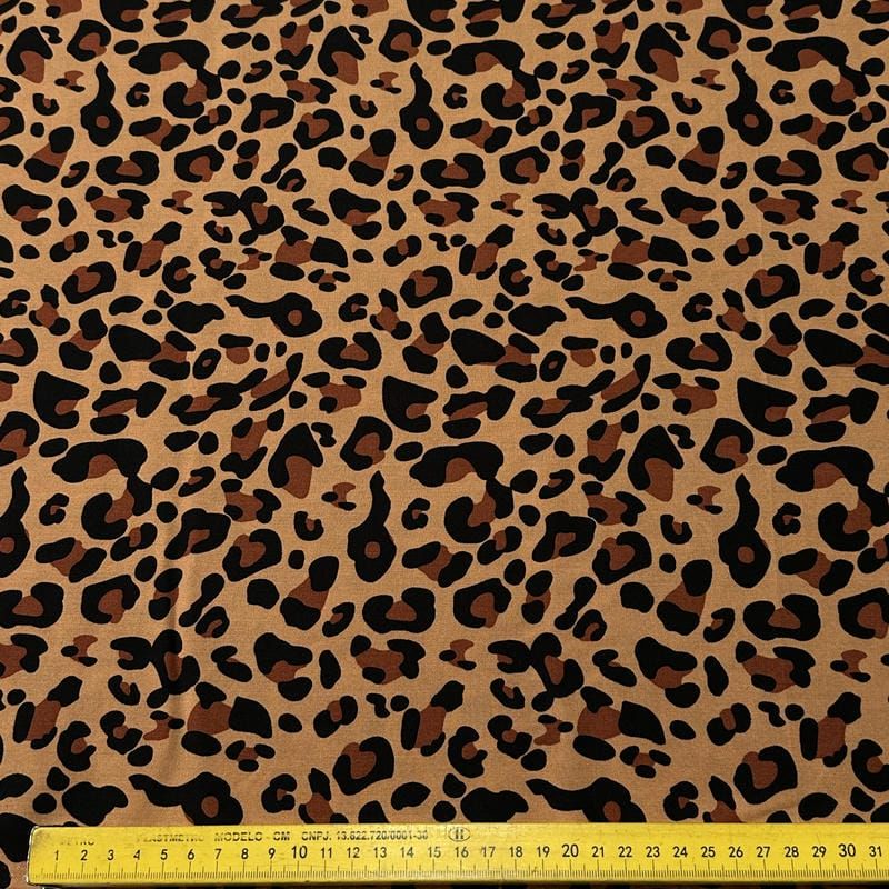 Tecido Viscose Estampada Leopardo Savana Clássico • Conexão Tecidos