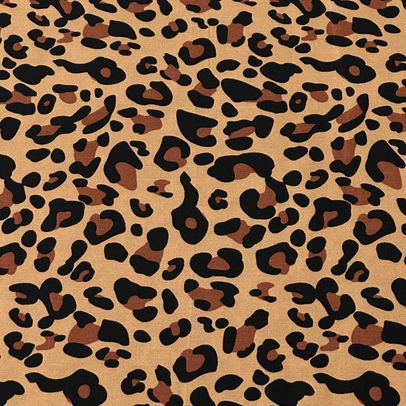 Tecido Viscose Estampada Leopardo Savana Clássico • Conexão Tecidos