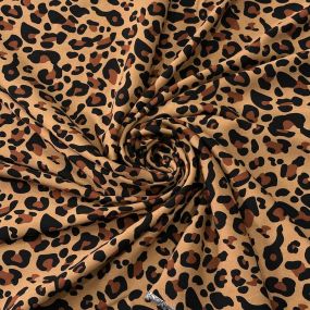 Tecido Viscose Estampada Leopardo Savana Clássico • Conexão Tecidos