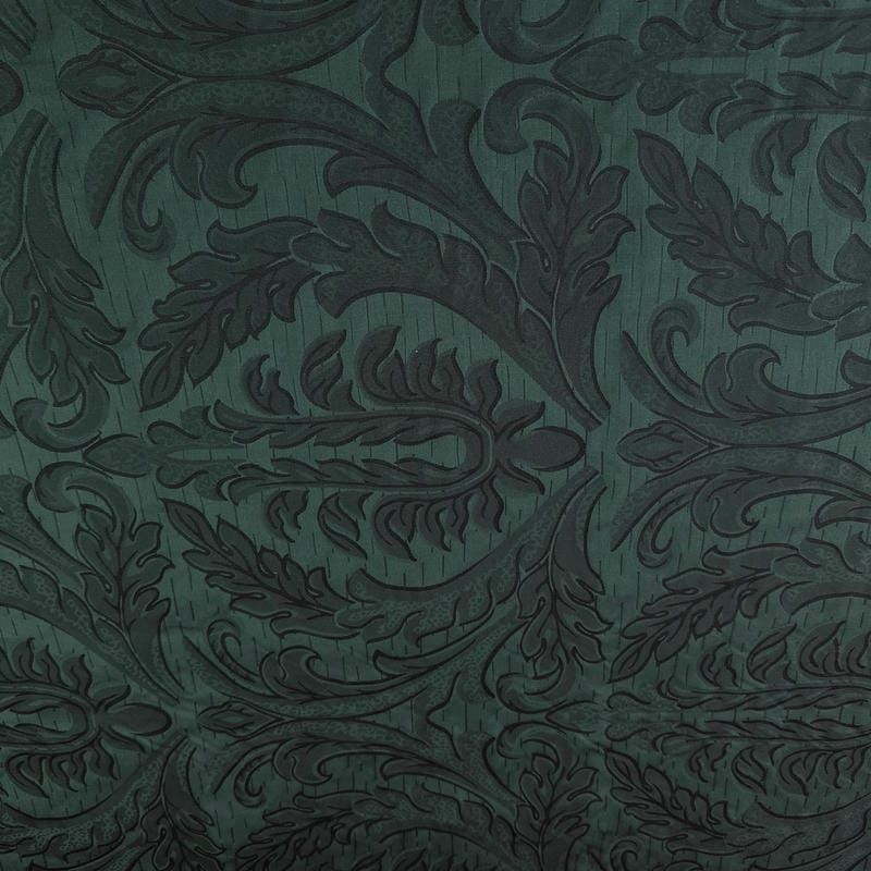 Tecido Jacquard Dupla Face de Seda Pura Arabesco Verde • Conexão