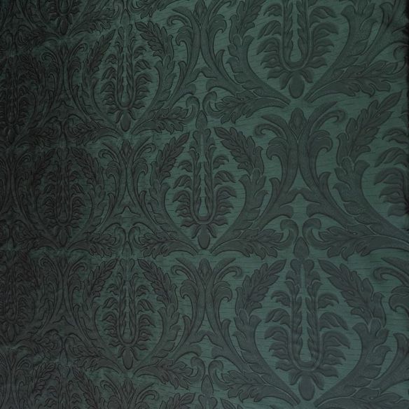 Tecido Jacquard Dupla Face de Seda Pura Arabesco Verde • Conexão