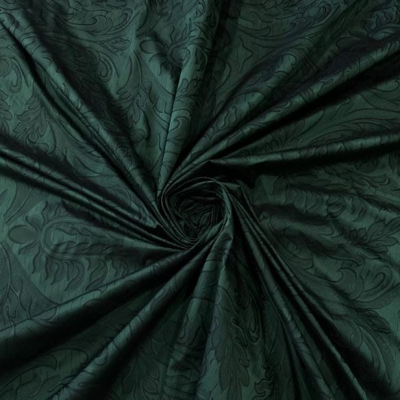 Tecido Jacquard Dupla Face de Seda Pura Arabesco Verde • Conexão