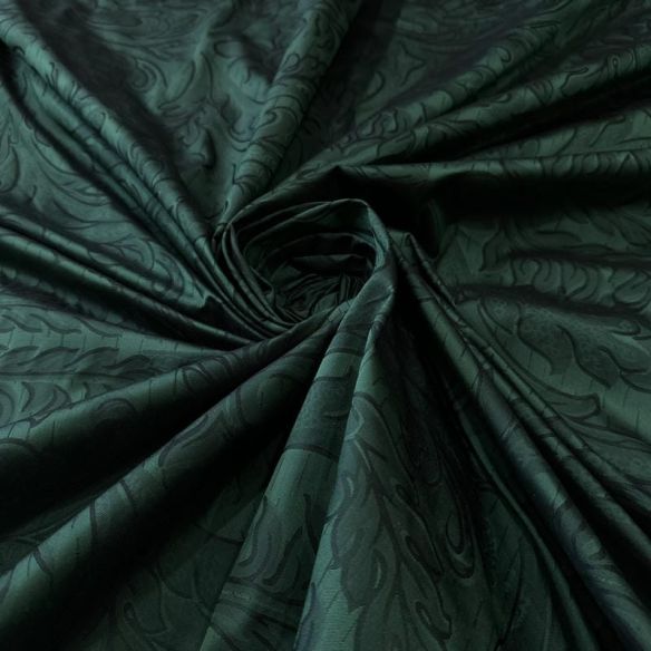 Tecido Jacquard Dupla Face de Seda Pura Arabesco Verde • Conexão