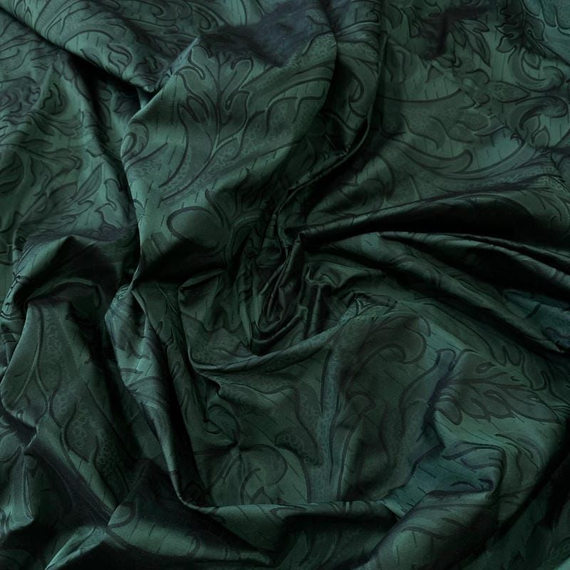 Tecido Jacquard Dupla Face de Seda Pura Arabesco Verde • Conexão