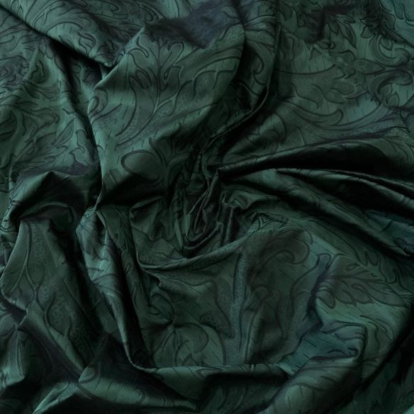 Tecido Jacquard Dupla Face de Seda Pura Arabesco Verde • Conexão