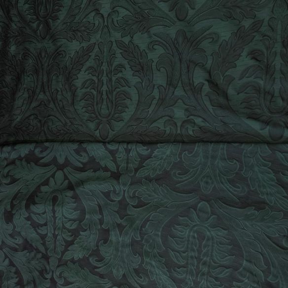 Tecido Jacquard Dupla Face de Seda Pura Arabesco Verde • Conexão
