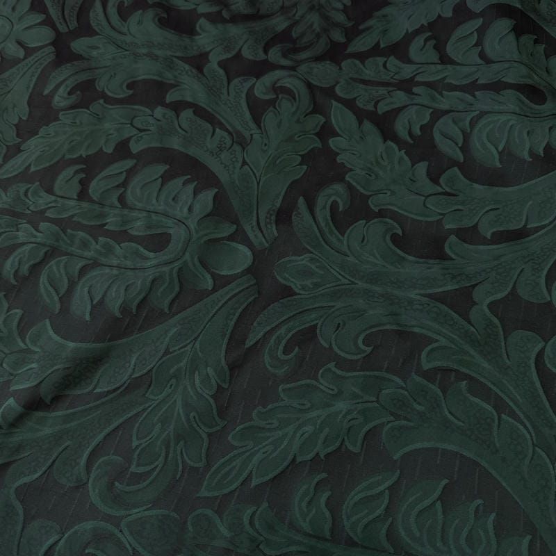 Tecido Jacquard Dupla Face de Seda Pura Arabesco Verde • Conexão
