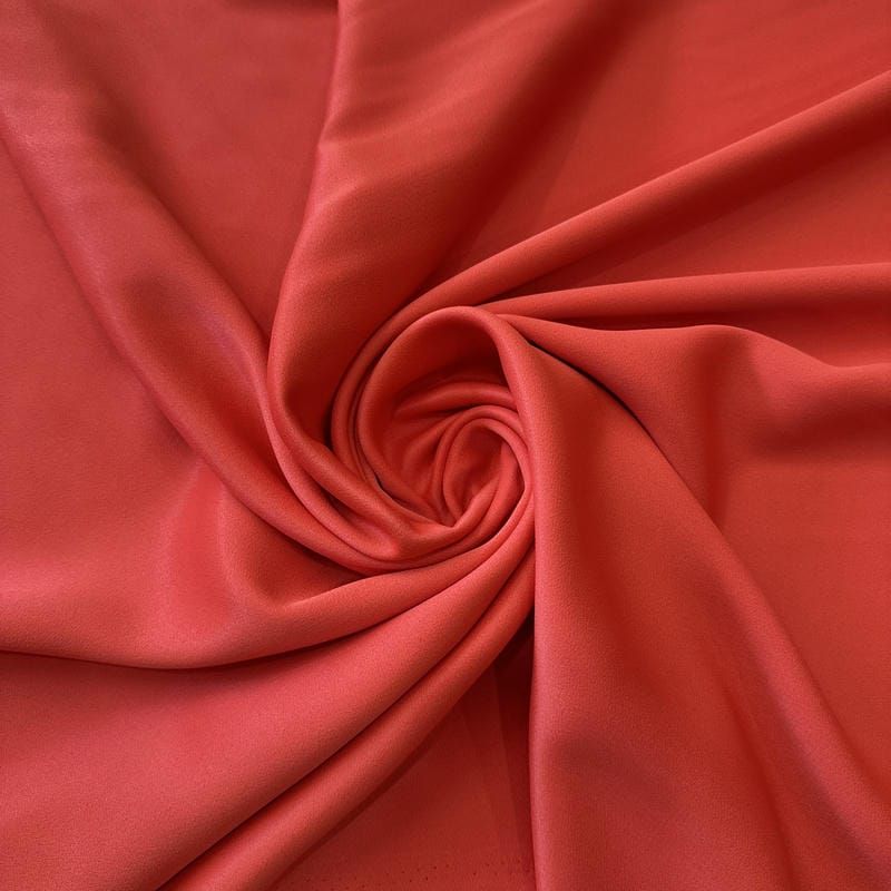 Tecido Crepe Patou Coral Alaranjado • Conexão Tecidos