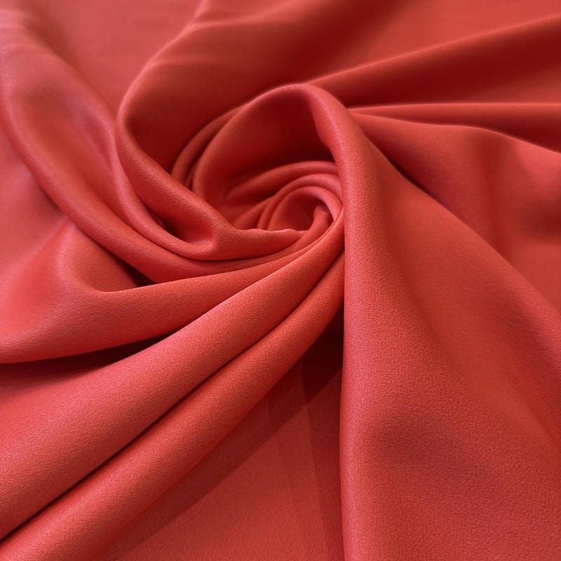Tecido Crepe Patou Coral Alaranjado • Conexão Tecidos