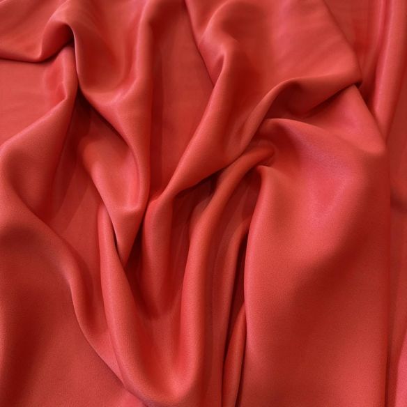 Tecido Crepe Patou Coral Alaranjado • Conexão Tecidos