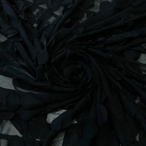 Tecido Musseline Lisa Pétalas Preto • Conexão Tecidos 2