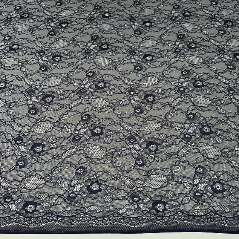 Tecido Renda Chantilly Azul Marinho • Conexão Tecidos