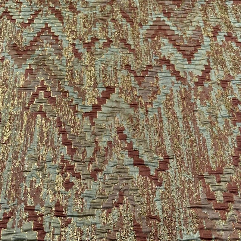 Tecido Jacquard Metalizado Terracota • Conexão Tecidos
