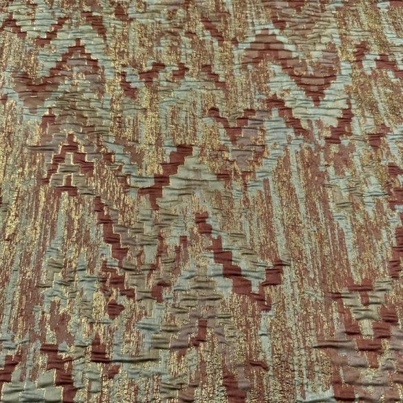Tecido Jacquard Metalizado Terracota • Conexão Tecidos