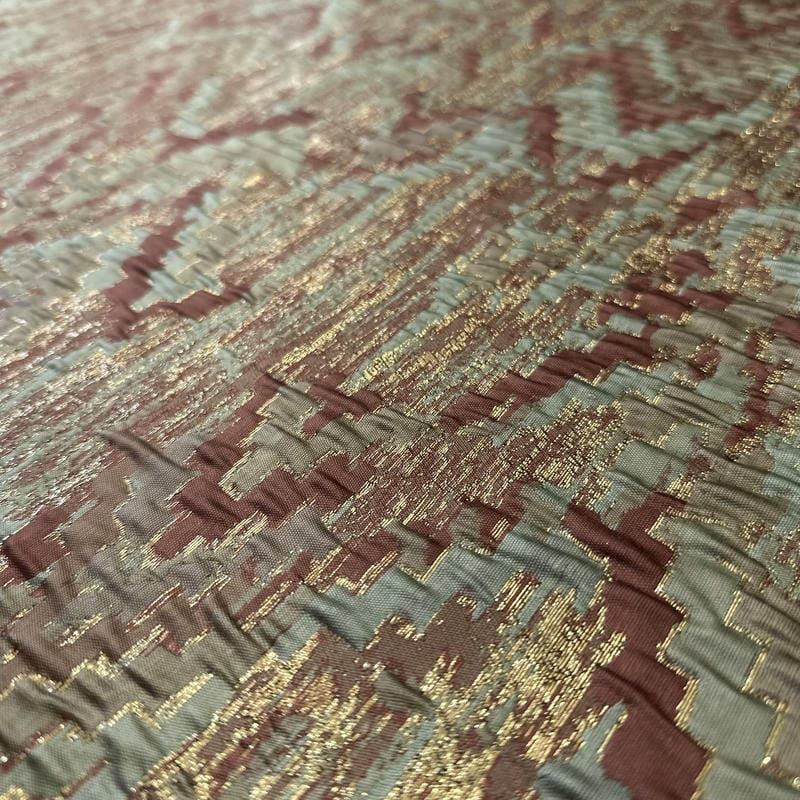 Tecido Jacquard Metalizado Terracota • Conexão Tecidos