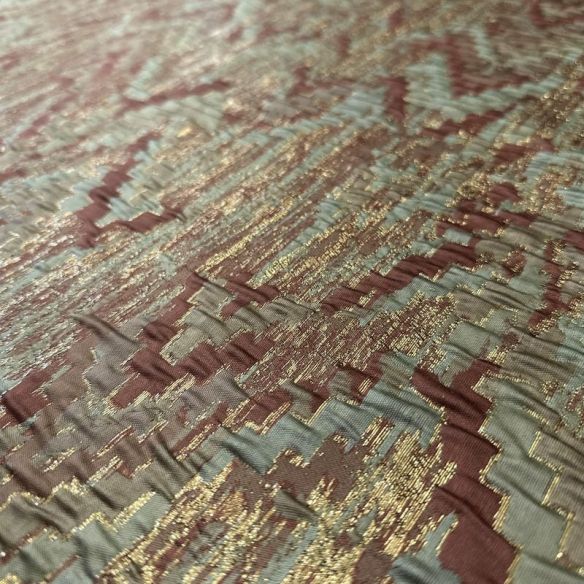 Tecido Jacquard Metalizado Terracota • Conexão Tecidos