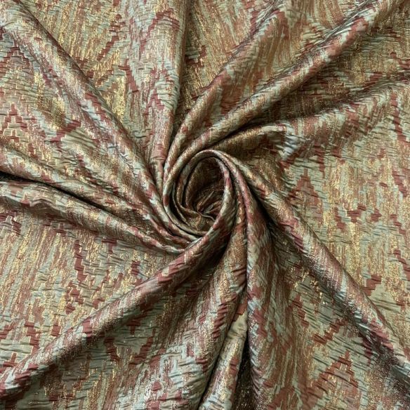 Tecido Jacquard Metalizado Terracota • Conexão Tecidos