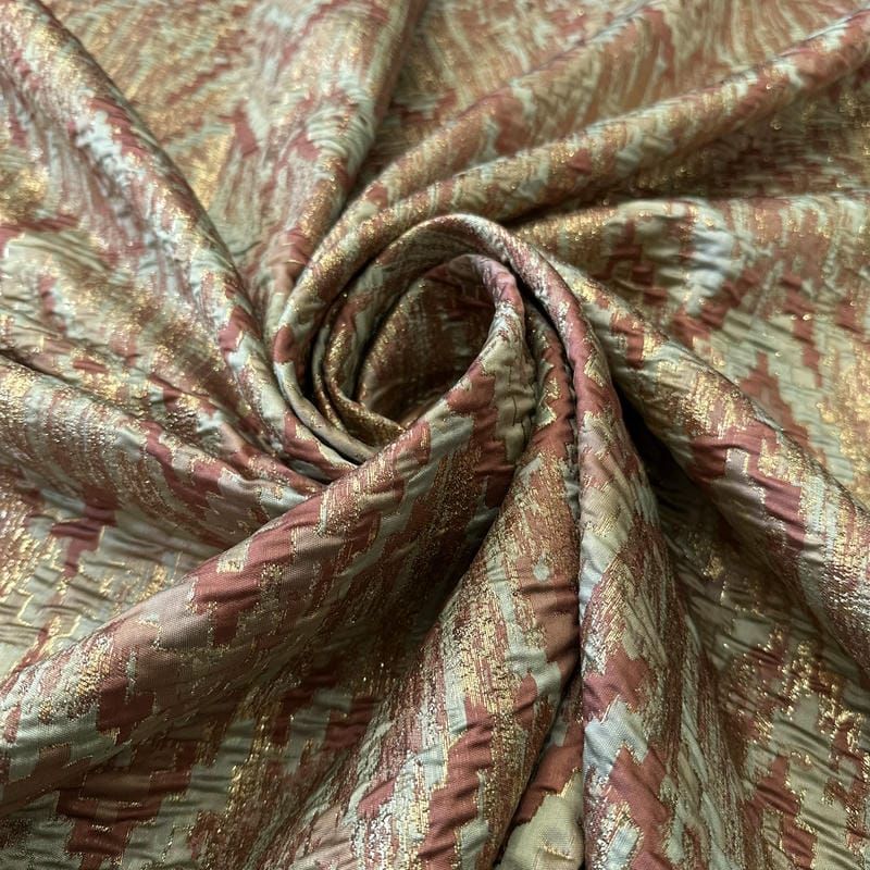 Tecido Jacquard Metalizado Terracota • Conexão Tecidos