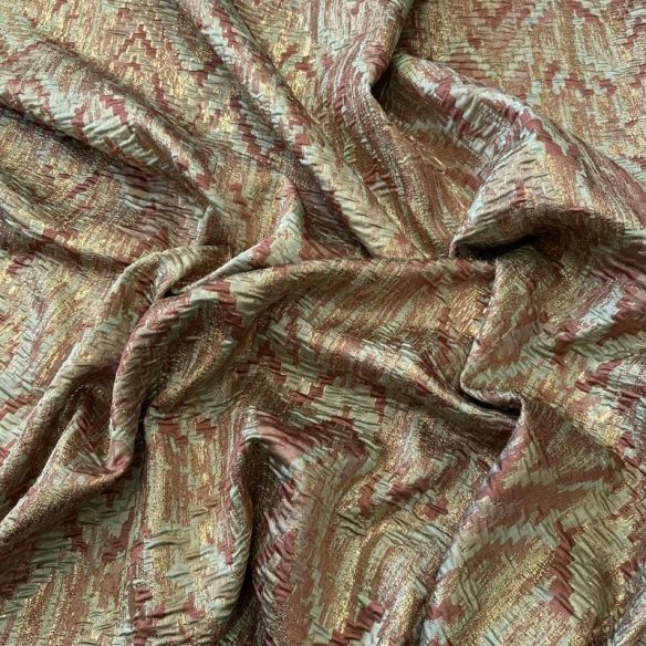 Tecido Jacquard Metalizado Terracota • Conexão Tecidos