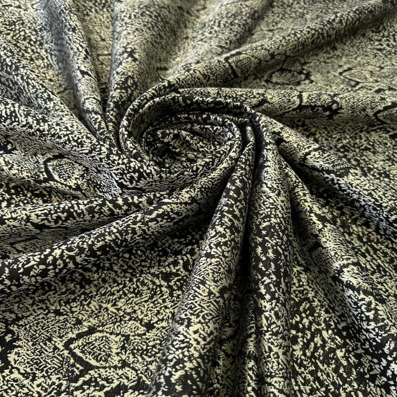 Tecido Jacquard Cobra Dourado e Preto • Conexão Tecidos