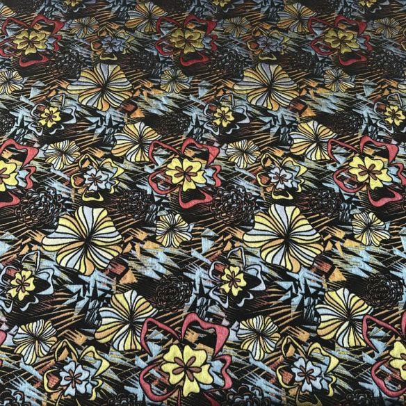 Tecido Jacquard Estampado Floral Artístico Colorido Coenizado •
