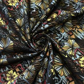 Tecido Jacquard Estampado Floral Artístico Colorido • Conexão Tecidos