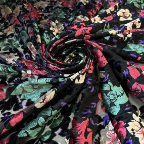 Tecido Veludo Devorê Floral Elegance Preto • Conexão Tecidos 2
