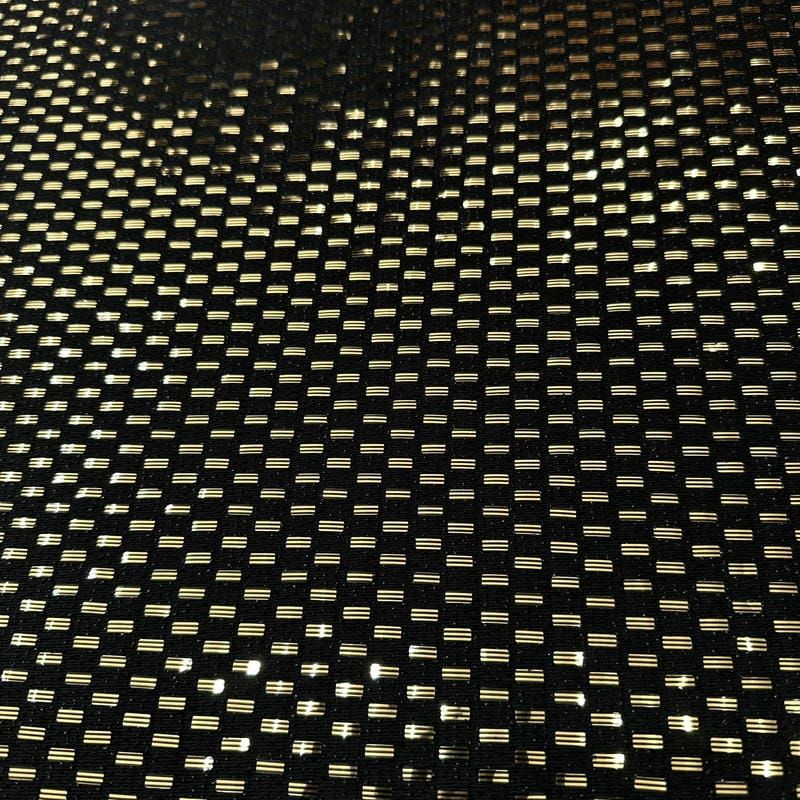 Tecido Malha Pixel Metalizada Preto e Dourado • Conexão Tecidos