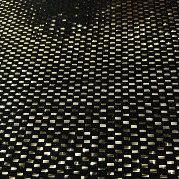Tecido Malha Pixel Metalizada Preto e Dourado • Conexão Tecidos