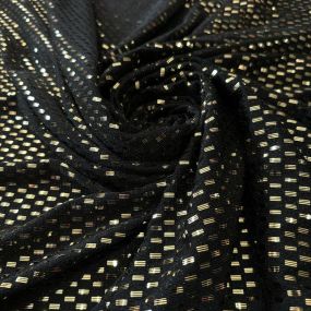Tecido Malha Pixel Metalizada Preto e Dourado • Conexão Tecidos 2