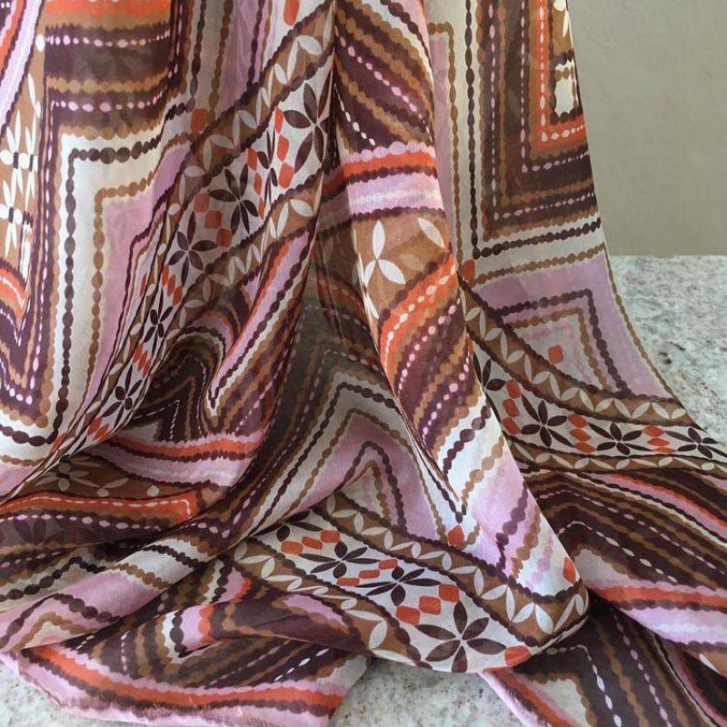 Tecido Palha De Seda Estampada Etnic • Conexão Tecidos