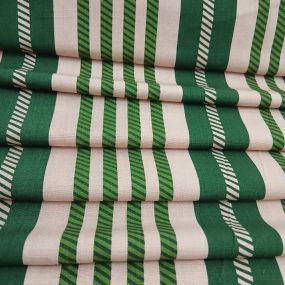 Tecido Viscolinho Estampado Listrado Verde Bandeira • Conexão Tecidos