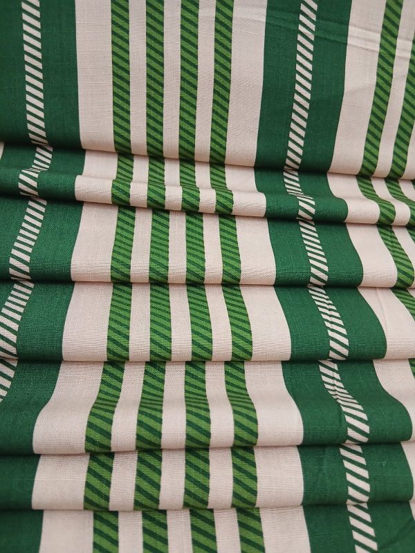 Tecido Viscolinho Estampado Listrado Verde Bandeira • Conexão Tecidos