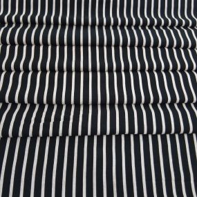 Tecido Viscolinho Estampado Listrado Preto e Branco • Conexão Tecidos