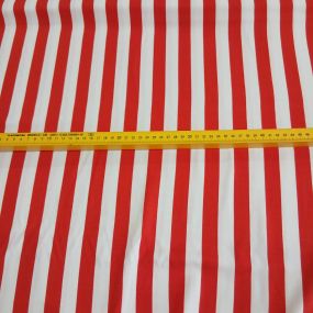 Tecido Viscolinho Estampado Listrado Vermelho e Branco • Conexão 2