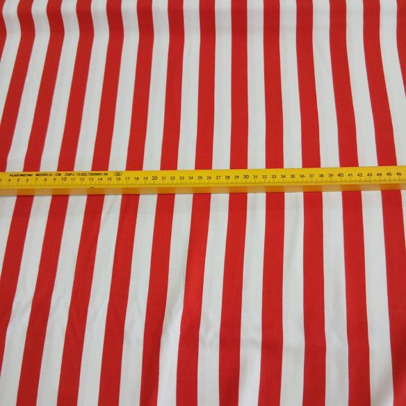 Tecido Viscolinho Estampado Listrado Vermelho e Branco • Conexão
