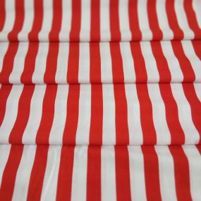 Tecido Viscolinho Estampado Listrado Vermelho e Branco • Conexão