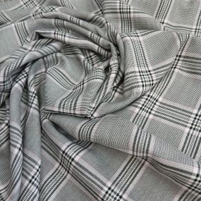 Tecido Viscose Estampada Xadrez Príncipe de Gales Cinza • Conexão