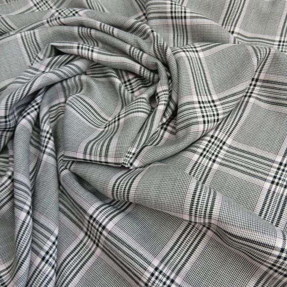 Tecido Viscose Estampada Xadrez Príncipe de Gales Cinza • Conexão