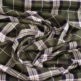 Tecido Viscolinho Estampado Xadrez Tartan Verde Militar • Conexão 2