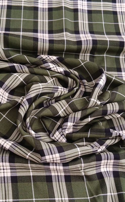 Tecido Viscolinho Estampado Xadrez Tartan Verde Militar • Conexão