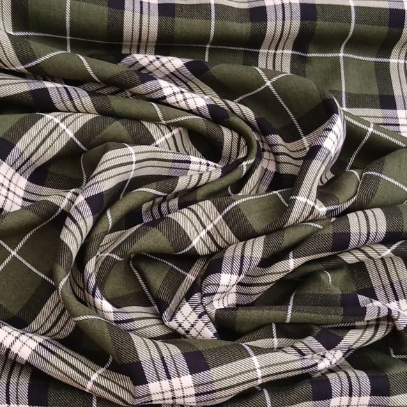 Tecido Viscolinho Estampado Xadrez Tartan Verde Militar • Conexão