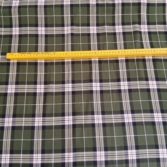 Tecido Viscolinho Estampado Xadrez Tartan Verde Militar • Conexão
