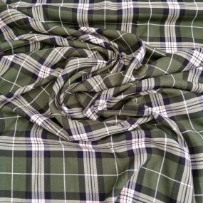 Tecido Viscolinho Estampado Xadrez Tartan Verde Militar • Conexão
