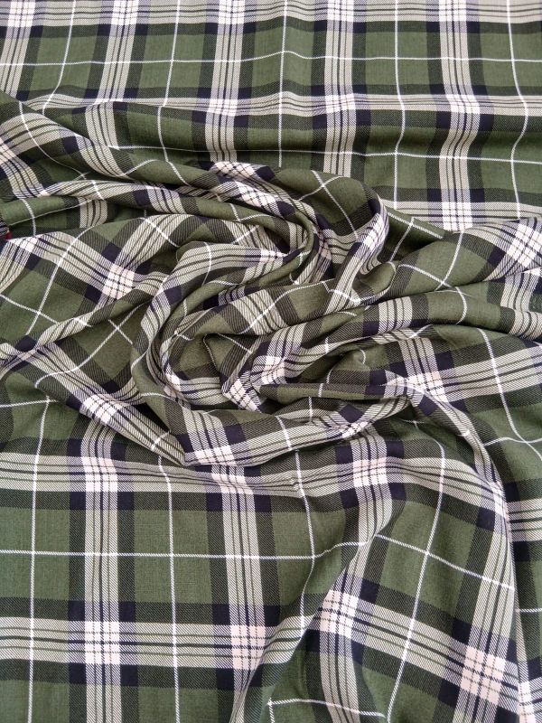 Tecido Viscolinho Estampado Xadrez Tartan Verde Militar • Conexão